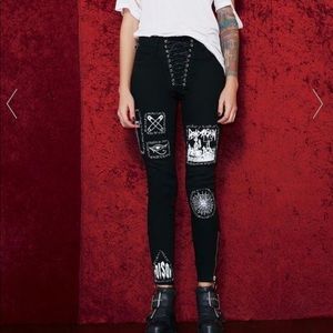 Dollskill STITCH BITCH LACE-UP PATCH JEANS